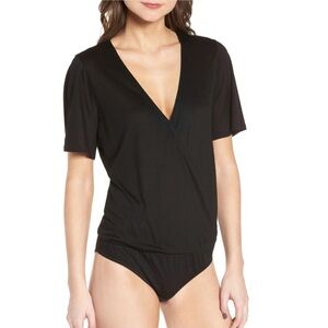 NWT Madewell Black Wrap Full-Coverage V-Neck Bodysuit Size Small